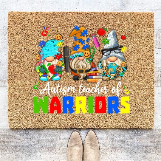 Autism Teacher Warriors Autism Autism Gnome Gift Coir Doormats