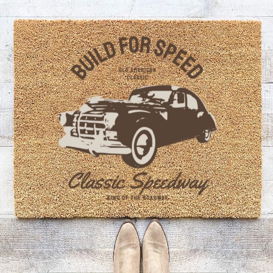 Build for speed, classic speedway Coir Doormats