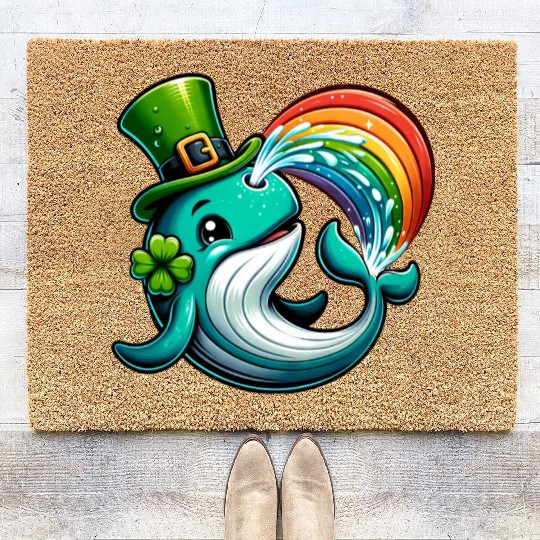 St. Patrick's Day Whale Cartoon Coir Doormats