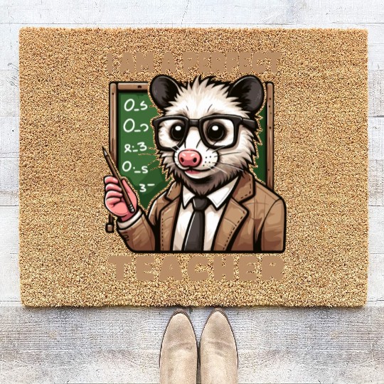 Kawaii Opossum Teacher With glasses Coir Doormats