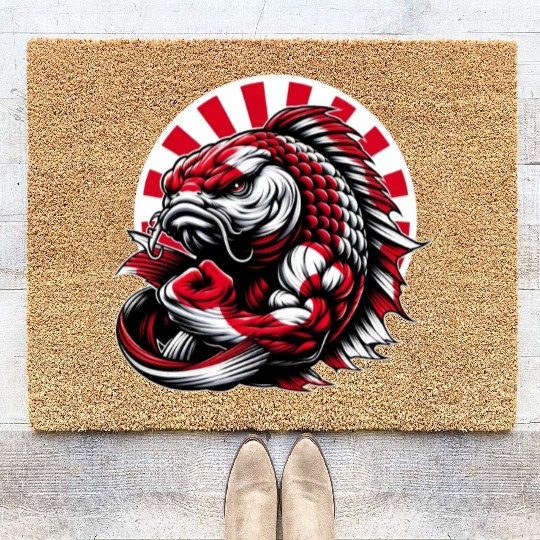 Koi fish Japan national flag carp Coir Doormats