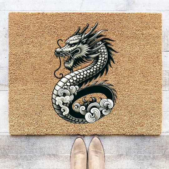 Moonlit Serenity of the Silver Dragon Coir Doormats