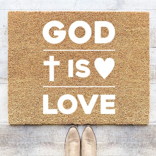Divine Love: Embrace the Spirit with 'God is Love' Coir Doormats