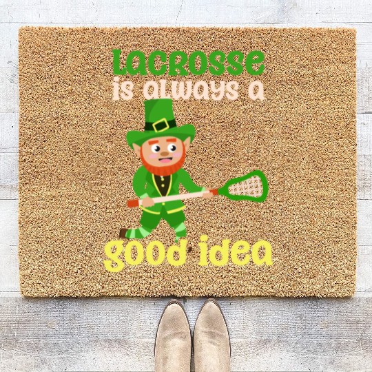 Lacrosse St. Patricks Day Lacrosse Good Idea Coir Doormats