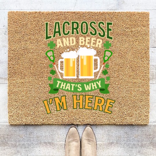 Lacrosse St. Patricks Day Lacrosse And Bere Here Coir Doormats