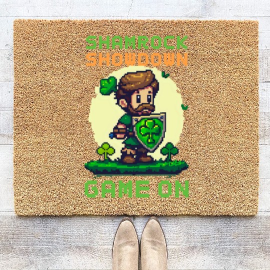 St. Patricks Day Gaming Shamrock Showdown: Game On Coir Doormats