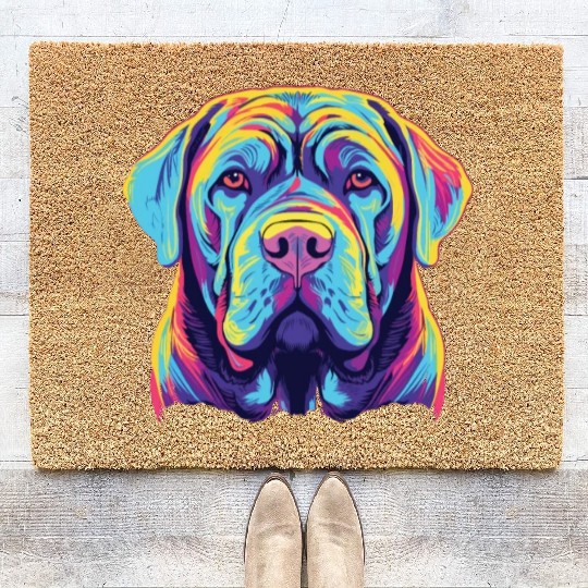 Watercolor Colorful Neapolitan Mastiff Coir Doormats