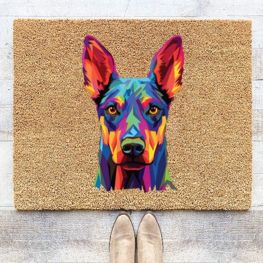 Watercolor Colorful Doberman Pinscher Coir Doormats