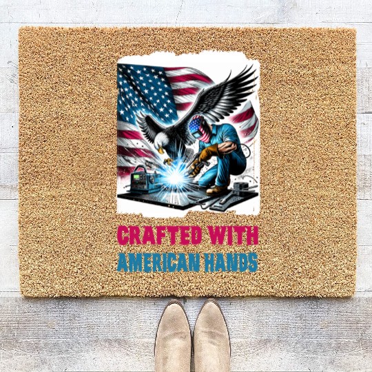 Crafted With American Hands USA Flag Eagle Welder Coir Doormats