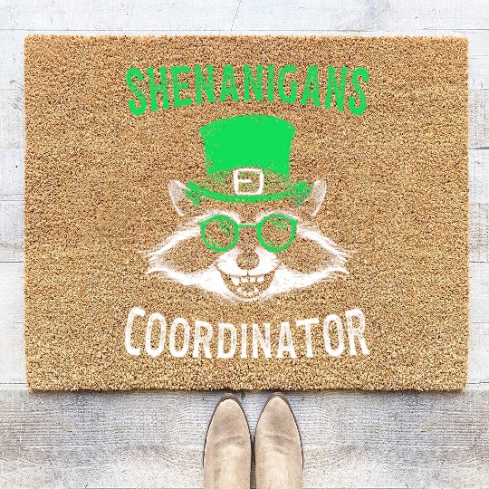 Shenanigans Coordinator Cute Raccoon Funny Coir Doormats