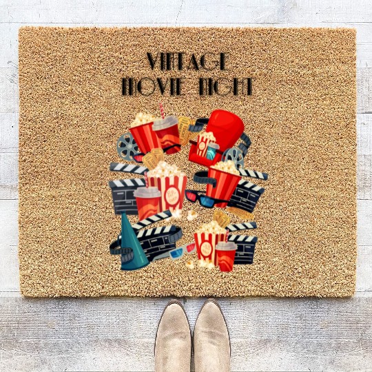 Popcorn Vintage Movie Night Coir Doormats