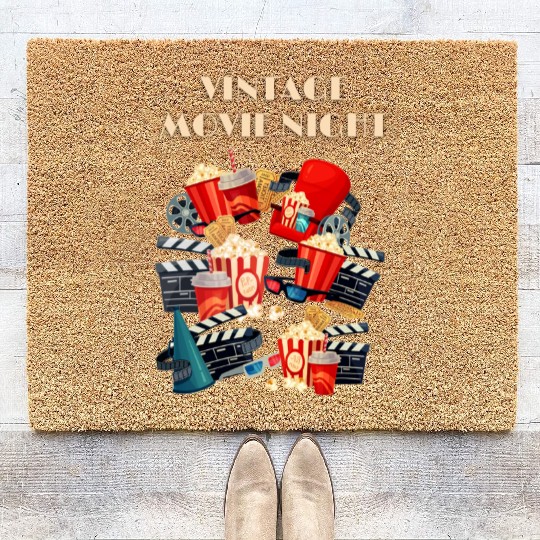 Popcorn Vintage Movie Night Coir Doormats
