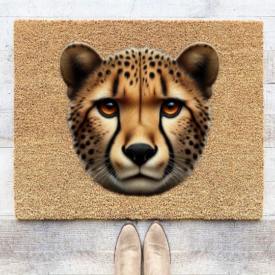 Cheetah Head Wildlife Coir Doormats