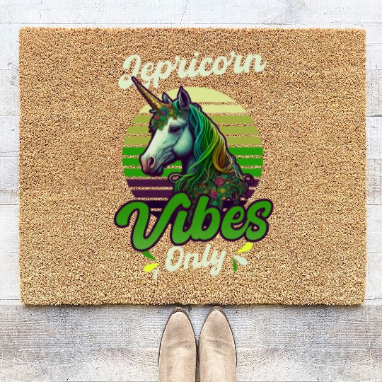 Irish Unicorn St Patricks Lepricorn Vibes Only Coir Doormats