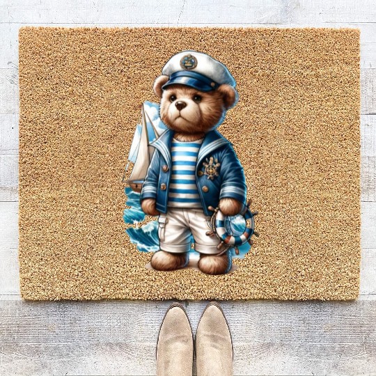 Adventurous Teddy Bear Sailing Coir Doormats