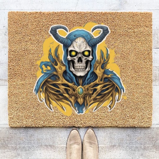 Celestial Crown: Horned Skull Coir Doormats