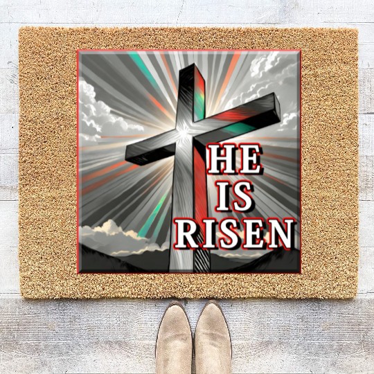 Cross, He is Risen - 2 Coir Doormats
