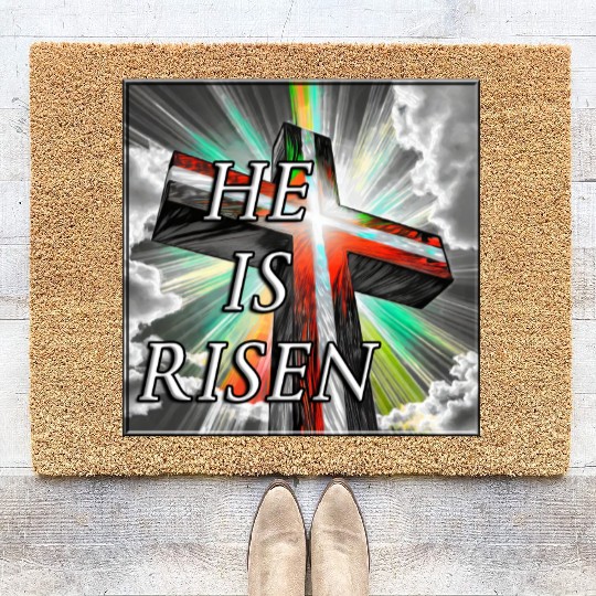 Cross, He is Risen - 1 Coir Doormats