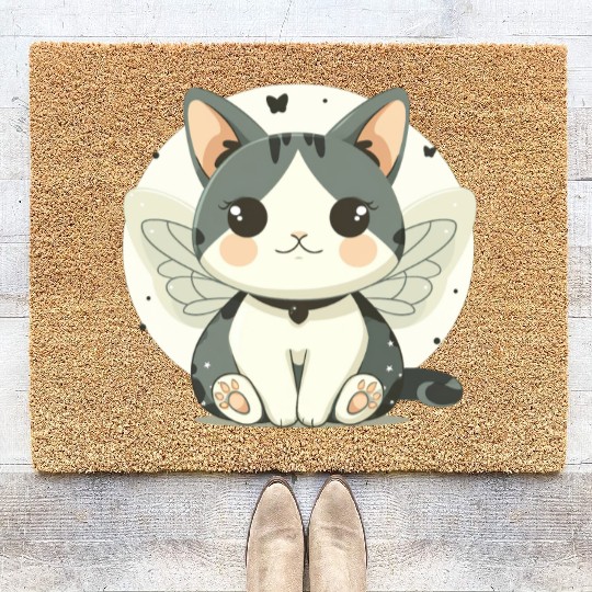 Kawaii Cat-Butterfly Coir Doormats