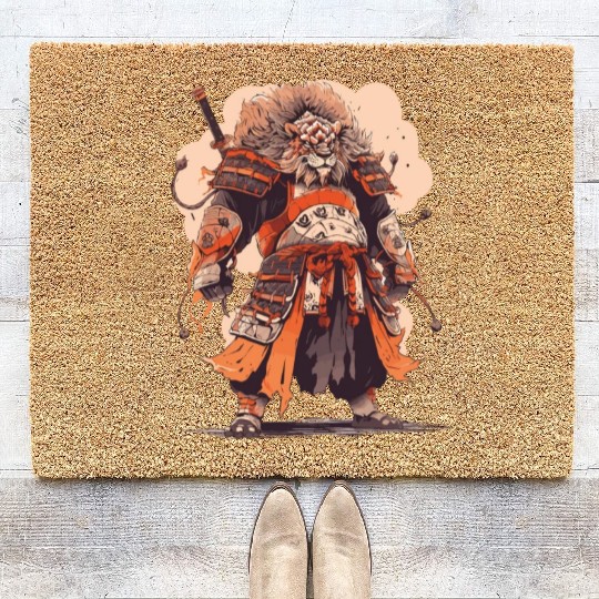 Samurai Katana Sword Anime Lion Manga Warrior Coir Doormats