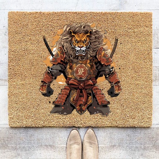 Samurai Katana Sword Anime Lion Manga Warrior Coir Doormats