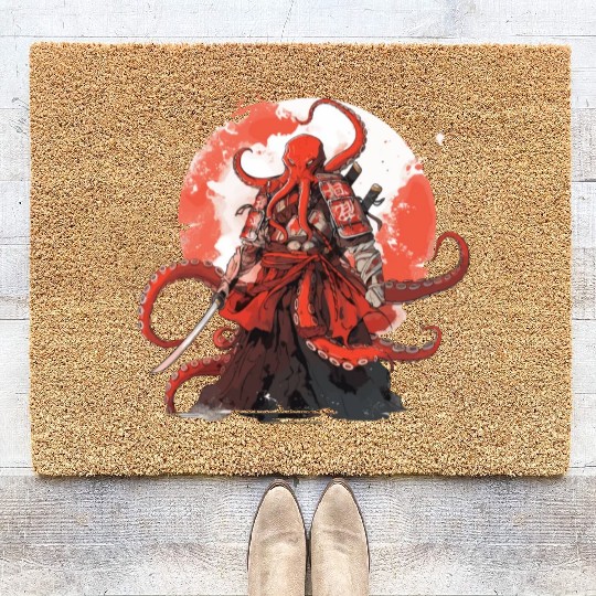 Samurai Katana Sword anime Octopus manga Warrior Coir Doormats