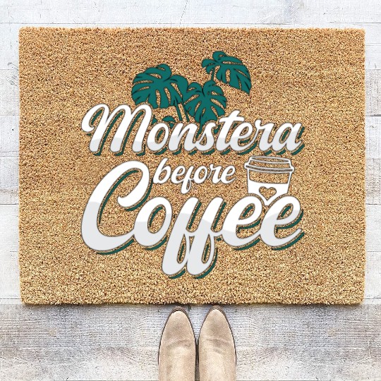 Monster Lover Monstera Before Garden Coffee Lover Coir Doormats