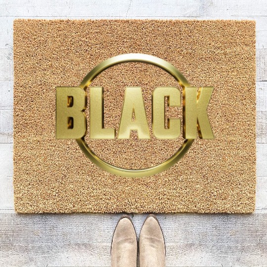 Midnight Majesty The Elegance of Black Gold Design Coir Doormats