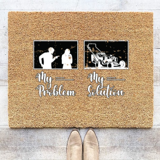 Mower My Problem My Solution Pictogram Mom Dad Coir Doormats