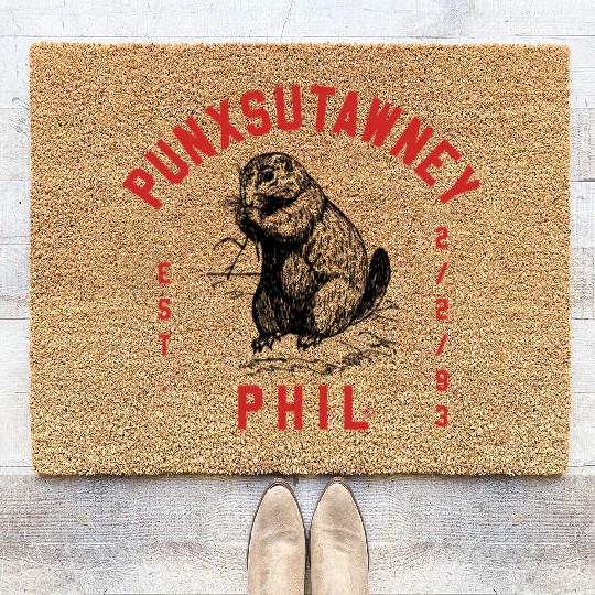 Punxsutawney Phil Groundhog Day Coir Doormats