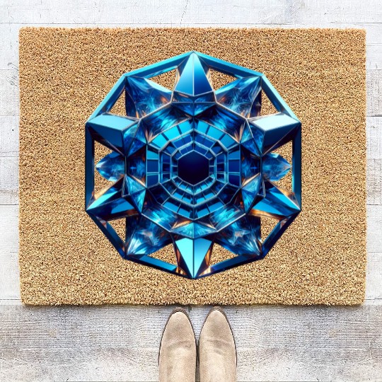 Sapphire Abstract Crystal Coir Doormats