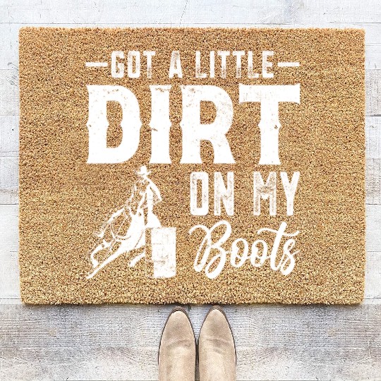 Funny Western Riding Horse Barrel Racing Coir Doormats