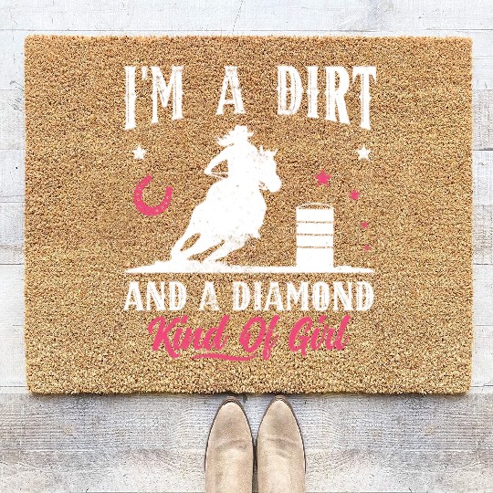 Horse Barrel Racing Girl Barrel Racer Coir Doormats