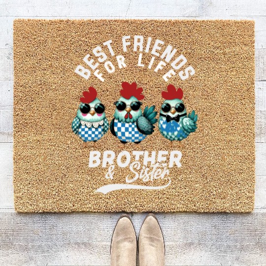Best friends for life brother and sister Coir Doormats