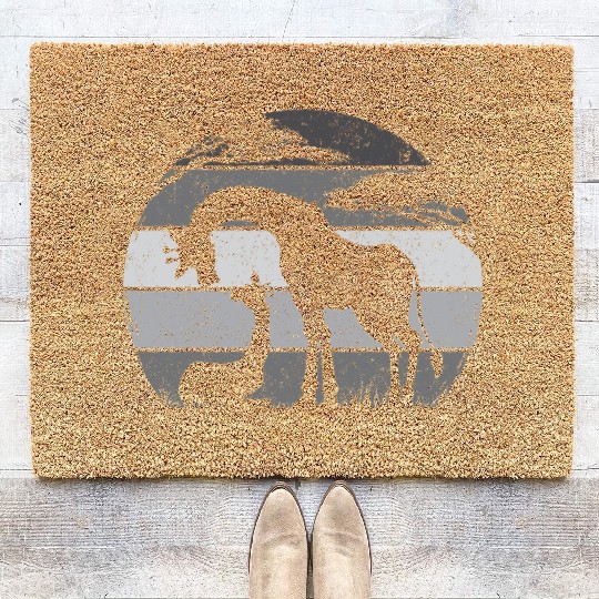 Mama and Baby Giraffe Funny Animal Lover Coir Doormats