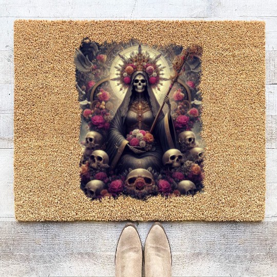 Santa Muerte Mexican Folk Culture Saint Coir Doormats