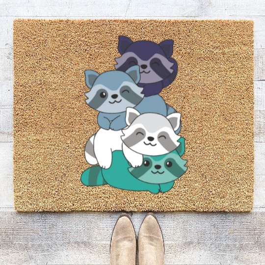 Oriented Aroace Flag Pride Lgbtq Cute Raccoon Coir Doormats
