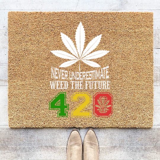 Chuckling 420 Future of Herb Weed Marijuana Design Coir Doormats