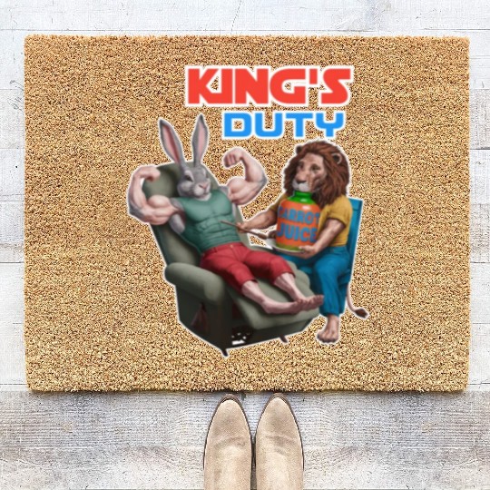 "Royal Rabbit: A Majestic Monarch's Journey" Coir Doormats