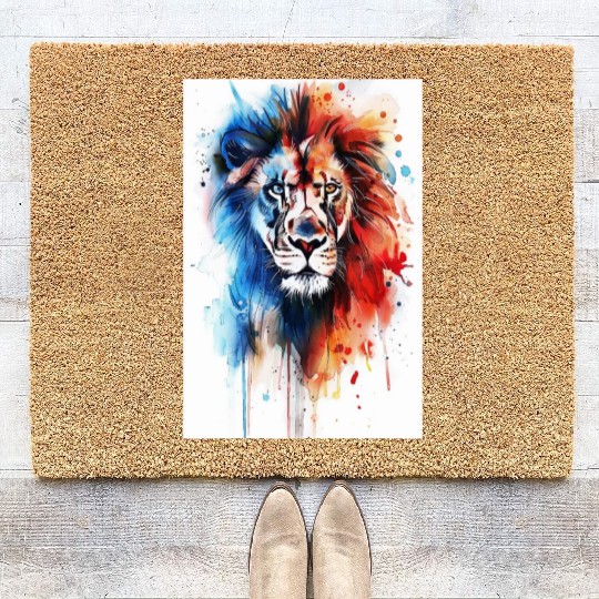 Lion Watercolor Coir Doormats