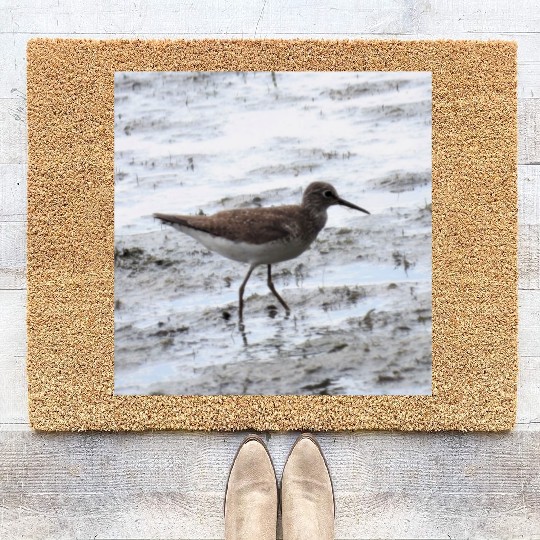 Sandpiper walking along the shore Coir Doormats