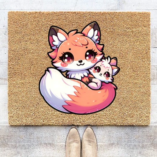 Proud Mother Fox With Her Fox Cub for Mother's Day Coir Doormats