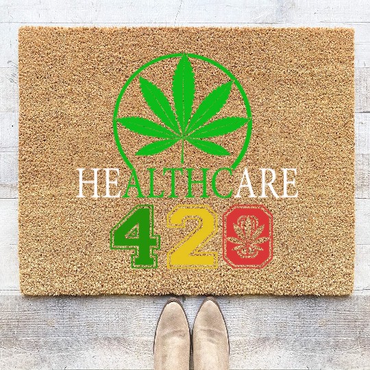 Silly 420 Healthy Herb Weed Marijuana Design Coir Doormats