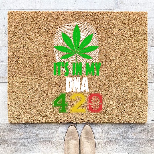 Slapstick 420 Herb In My DNA Weed Marijuana Design Coir Doormats