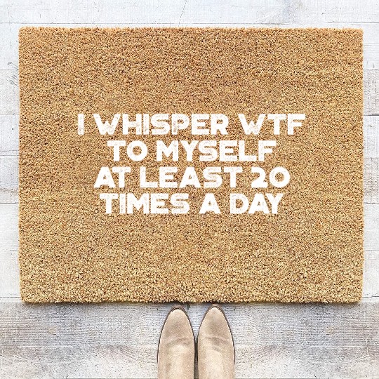 I Whisper WTF To Myself White Retro Coir Doormats
