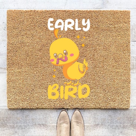 Early Bird Adorable Chick Graphic Coir Doormats