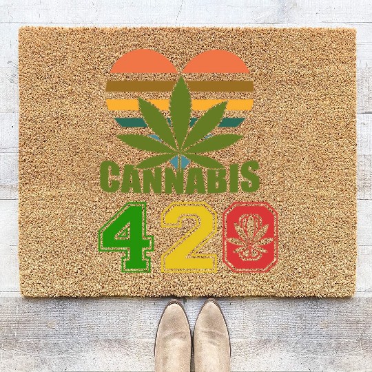 Hysteric 420 Love Good Herb Weed Marijuana Design Coir Doormats