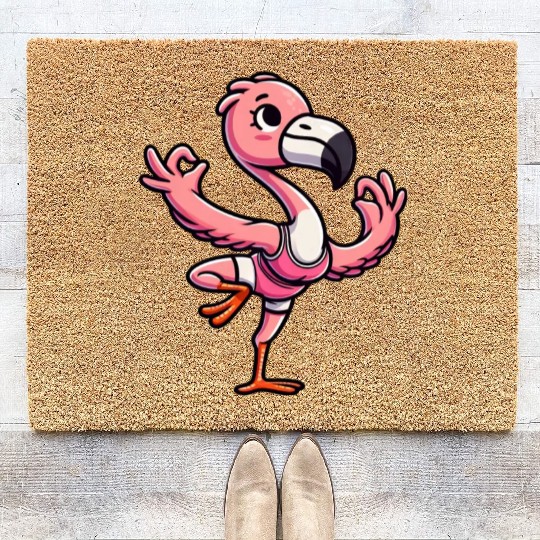 Flamingo Yoga Meditation Gymnastics Coir Doormats