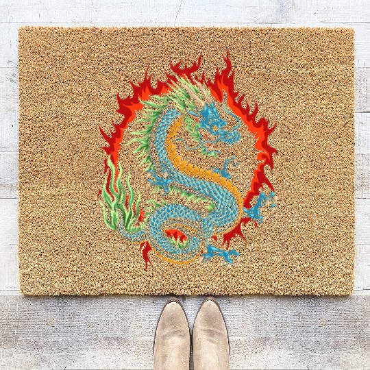 Angry Japanese Dragon Coir Doormats