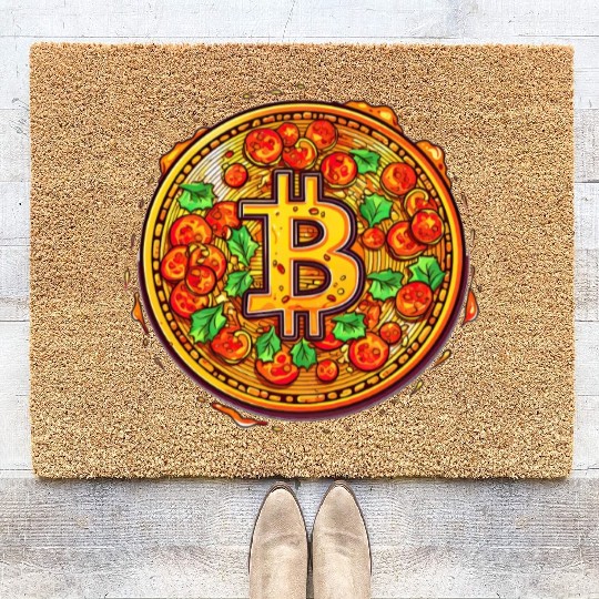 Pizza Bitcoin Funny Mining Crypto Currency Trader Coir Doormats